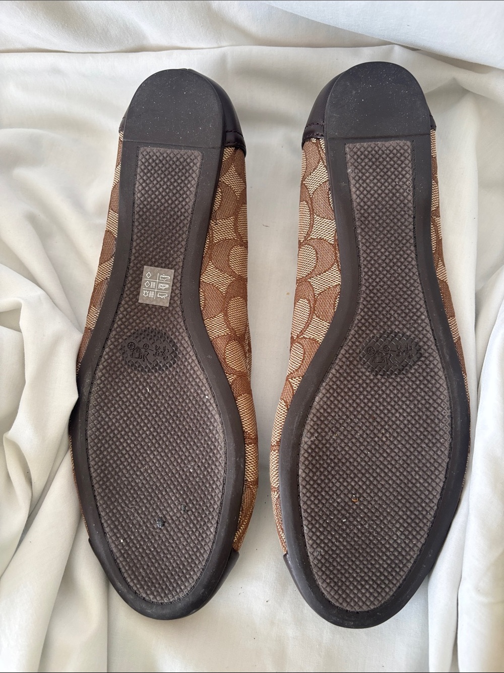 Coach Brown Signature Canvas Ballet Flats with Dark Brown Cap Toe - Picture 3 of 12